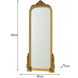 Melody Maison Large Tall Arch Antique Gold Ornate Mirror - 150Cm X 60Cm - thumbnail 9
