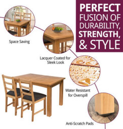 Hallowood Furniture Camberley Oak Butterfly Extending Dining Table With 4 Ladder Back Oak Chair With Charcoal Seat Pads - thumbnail 2