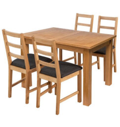 Hallowood Furniture Camberley Oak Butterfly Extending Dining Table With 4 Ladder Back Oak Chair With Charcoal Seat Pads - thumbnail 8