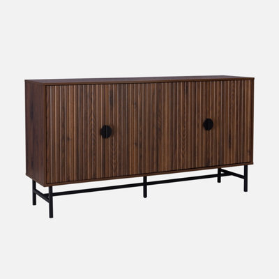 Sweeek - 157.5Cm Sideboard Cabinet With Two Doors And One Shelf Dark Wood Colour 157.5X39X83 Cm - Bazalt - image 1