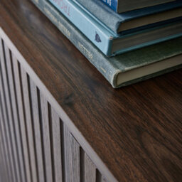Sweeek - 157.5Cm Sideboard Cabinet With Two Doors And One Shelf Dark Wood Colour 157.5X39X83 Cm - Bazalt - thumbnail 6