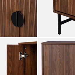 Sweeek - 157.5Cm Sideboard Cabinet With Two Doors And One Shelf Dark Wood Colour 157.5X39X83 Cm - Bazalt - thumbnail 4