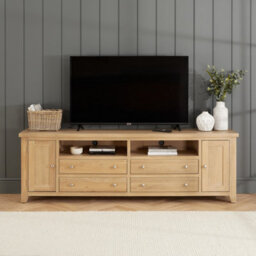 The Furniture Market Cheshire Whitewash Oak Xxl Widescreen Tv Unit Stand Up To 100 Tv Size - thumbnail 2