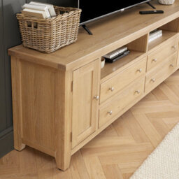 The Furniture Market Cheshire Whitewash Oak Xxl Widescreen Tv Unit Stand Up To 100 Tv Size - thumbnail 3