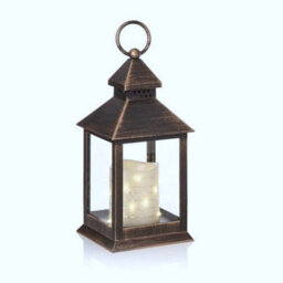 Premier Decorations Limited Black / Copper Rustic Christmas Candle Lantern Vintage Battery Operated With Timer 24Cm