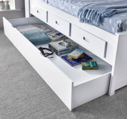 Save On Goods UK 3Ft Single White,wood,guest Bed Trundle Frame,bed Underneath,overnighter. Roll Out Under Bed Twin Bed With Drawer Storage - thumbnail 4