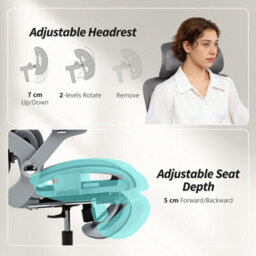Grey Ergonomic Office Chair With Separated Backrest, High Back Mesh Desk Chair - thumbnail 5