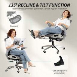 Grey Ergonomic Office Chair With Separated Backrest, High Back Mesh Desk Chair - thumbnail 6