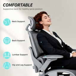 Grey Ergonomic Office Chair With Separated Backrest, High Back Mesh Desk Chair - thumbnail 3