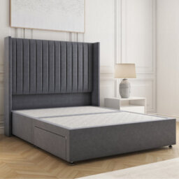 Bsspoke Manhattans Divan Bed Steel Plush Velvet With 54Inch Headboard 2 Drawers Footend & No Mattress In Double King 4Ft 6Ft - thumbnail 2