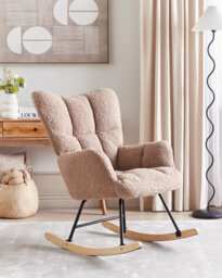 Beliani Rocking Chair Oulu Boucle Sand Beige - thumbnail 2