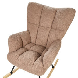 Beliani Rocking Chair Oulu Boucle Sand Beige - thumbnail 7