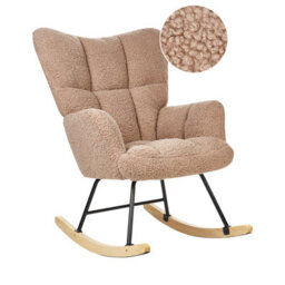 Beliani Rocking Chair Oulu Boucle Sand Beige - thumbnail 1