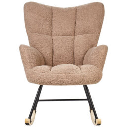 Beliani Rocking Chair Oulu Boucle Sand Beige - thumbnail 5