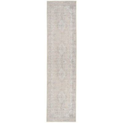 Loomed Distressed Natural Beige Persian Style Washable Non Slip Runner Rug 60X240Cm - image 1
