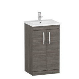 Royal Bathrooms Turin Grey Elm 500mm Floor Standing Vanity Unit 2 Door With Minimalist Basin Sink - thumbnail 6