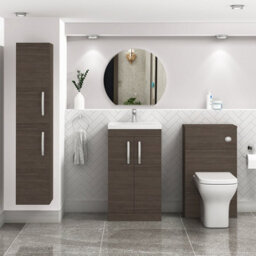 Royal Bathrooms Turin Grey Elm 500mm Floor Standing Vanity Unit 2 Door With Minimalist Basin Sink - thumbnail 2