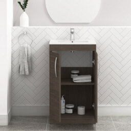 Royal Bathrooms Turin Grey Elm 500mm Floor Standing Vanity Unit 2 Door With Minimalist Basin Sink - thumbnail 3