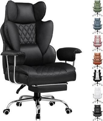 Gtplayer Gaming Chair, Executive Office Desk Chair With Footrest Ergonomic Heavy Duty Lumbar Support Computer Chairs, Black - image 1