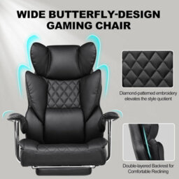 Gtplayer Gaming Chair, Executive Office Desk Chair With Footrest Ergonomic Heavy Duty Lumbar Support Computer Chairs, Black - thumbnail 7