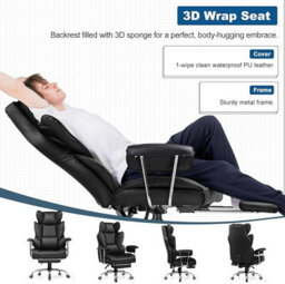 Gtplayer Gaming Chair, Executive Office Desk Chair With Footrest Ergonomic Heavy Duty Lumbar Support Computer Chairs, Black - thumbnail 4