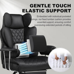 Gtplayer Gaming Chair, Executive Office Desk Chair With Footrest Ergonomic Heavy Duty Lumbar Support Computer Chairs, Black - thumbnail 5