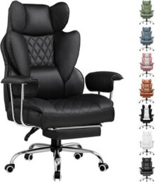 Gtplayer Gaming Chair, Executive Office Desk Chair With Footrest Ergonomic Heavy Duty Lumbar Support Computer Chairs, Black - thumbnail 1