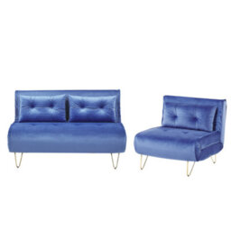 Beliani Living Room Set 3 Seater Vestfold Velvet Navy Blue - thumbnail 1