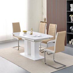 Furniture in Fashion Genisimo Small Gloss Extending Dining Table 4 Symphony Taupe Chairs - thumbnail 1