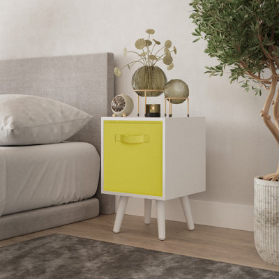Urbn-Living Urbnliving 51Cm Height White Wooden Cube Storage Bookcase Yellow Inserts Scandinavian White Legs - image 1