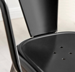 Furniturebox Uk 6X Milan Black Hatched Faux Leather Dining Chairs Black Legs - thumbnail 8