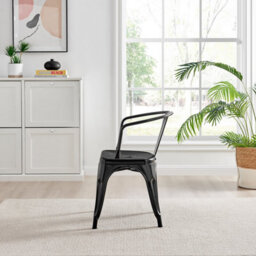 Furniturebox Uk 6X Milan Black Hatched Faux Leather Dining Chairs Black Legs - thumbnail 5