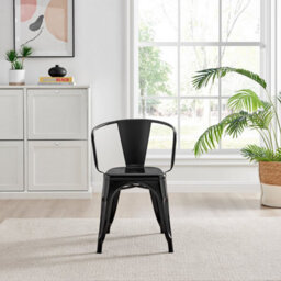 Furniturebox Uk 6X Milan Black Hatched Faux Leather Dining Chairs Black Legs - thumbnail 4