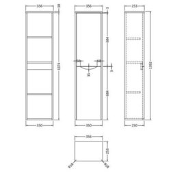 Dezine Thames 350mm Satin Grey Tall Storage Unit - thumbnail 2