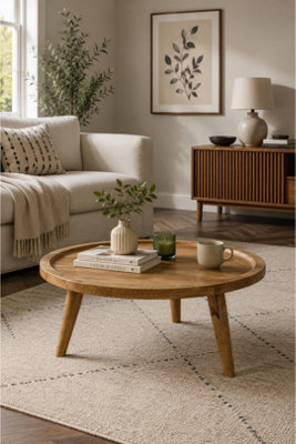Cliddesden Light Mango Wood Round Coffee Table 70Cm - image 1