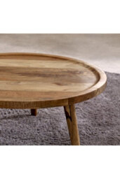 Cliddesden Light Mango Wood Round Coffee Table 70Cm - thumbnail 3