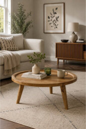 Cliddesden Light Mango Wood Round Coffee Table 70Cm