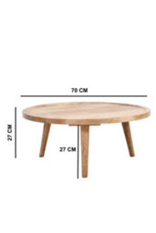 Cliddesden Light Mango Wood Round Coffee Table 70Cm - thumbnail 4