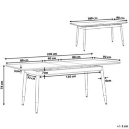 Beliani Extending Dining Table California Dark Brown 160/200 Cm 90 Cm - thumbnail 3