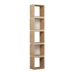 Decortie Multi Modern Bookcase Display Unit Stylish Freestanding Storage Oak White 167Cm Tall - thumbnail 2