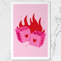 Benjamin Tate Design Designer Artwork Placemat And Coaster Set, Wood Bottom, 12 Pieces, Pink Dice Pattern, Limited Edition - thumbnail 2