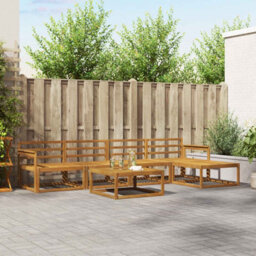 Walplus Outdoor Sofa Set 6 Pcs Natural Solid Acacia Wood