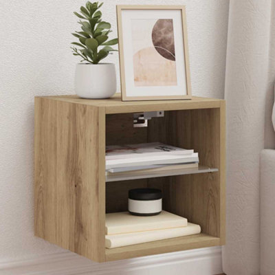 Walplus Tv Wall Cabinet With Led Lights Artisan Oak 30X28.5X30 Cm - image 1