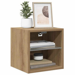 Walplus Tv Wall Cabinet With Led Lights Artisan Oak 30X28.5X30 Cm - thumbnail 7