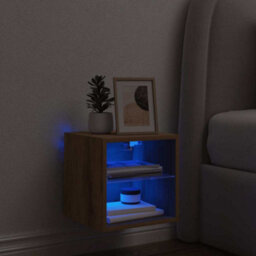 Walplus Tv Wall Cabinet With Led Lights Artisan Oak 30X28.5X30 Cm - thumbnail 5