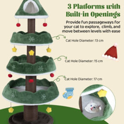 Costway 179 Cm Tall Christmas Cat Tree Multi-Level Kitten Tower-Green - thumbnail 4