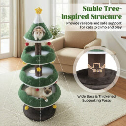 Costway 179 Cm Tall Christmas Cat Tree Multi-Level Kitten Tower-Green - thumbnail 8