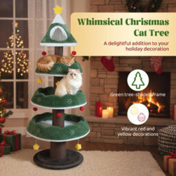 Costway 179 Cm Tall Christmas Cat Tree Multi-Level Kitten Tower-Green - thumbnail 6
