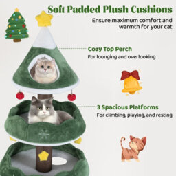 Costway 179 Cm Tall Christmas Cat Tree Multi-Level Kitten Tower-Green - thumbnail 9