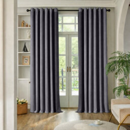 Oxford Homeware Eyelet Linen Effect Curtains Charcoal Fully Lined 100%blackout Thermal Insulated Curtains Pair (W)168Cmx(L)183Cm - thumbnail 7